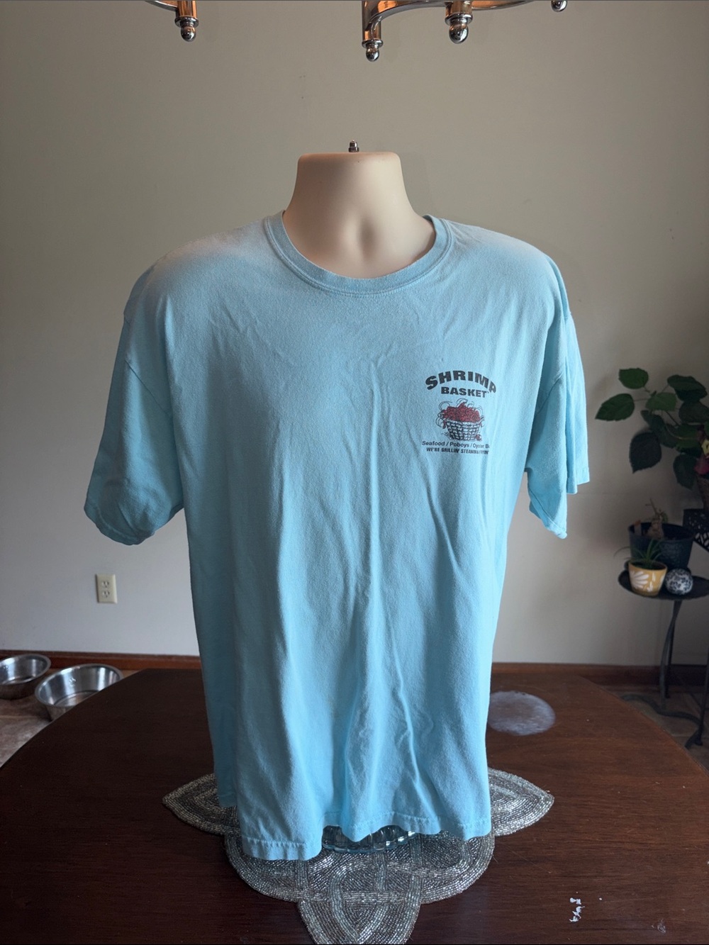 Shrimp Basket Light Blue Short-Sleeve Crew T-Shirt